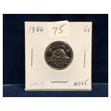 1986 Can Nickel Unc. MS65
