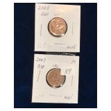 2007, 2008 Can Pennies, Red Unc. MS65