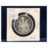 1966 Can Silver 50 Cent Piece,  Unc. MS65