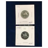 1991, 1993 Can Nickels Uncirculated MS65