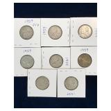 eight 1959 Can Silver 25 cent pieces