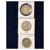 three 1944 Canadian Silver 50 cent pieces