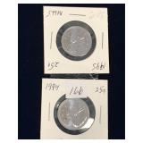 1994, 1995 Can Quarters  Unc. MS65