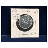 1966 Can Silver 25 Cent Piece, Unc. MS65