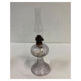 Purple swirl base miniature oil lamp.