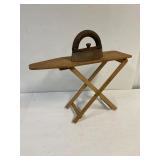 Small ironing board and sad iron