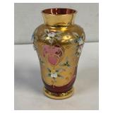 Bohemian hand painted glass Vase