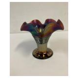 Wavy carnival glass vase (Fenton?)