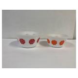 Federal milk glass mixing bowls. Daisy pattern