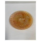 Peacocks on the Fence  Carnival glass plate