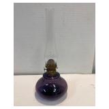 Purple glass miniature oil lamp