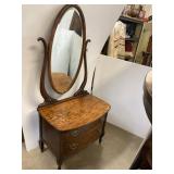 Oak Dresser, Beveled Mirror, wood castors