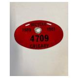 1980/81 Calgary Bicycle License plate