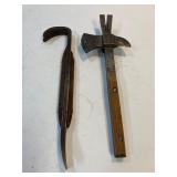 Antique bar and shingling hatchet