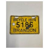 1974 Brandon Bicycle License plate