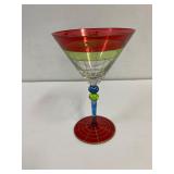Hand painted. Glass martini glass