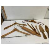Wooden hangers. Rolling pin. Butter paddles. Plus