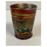 North wood grape and cable carnival glass tumbler