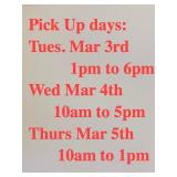 Pick up days and times.