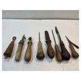 Antique wood handled tools