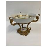 Limoges porcelain and bronze compote bowl.