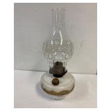 Currier & Ives milk glass Coal oil lamp.