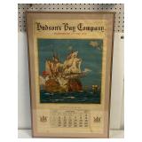 1937 Hudson's Bay Co framed calendar