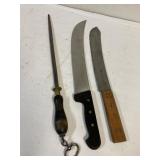 Sheffield steel and 2 Sheffield knives