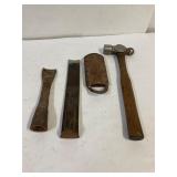 Early curved chisels and a hammer.