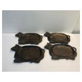 4 cow shaped Cast Iron sizzling plates