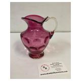Fenton cranberry glass vase,optic coin dot pattern