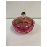 Czech Bohemian footed glass candy dish.