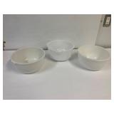 3 milk glass mixing bowls. 9' across