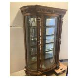 Antique China Cabinet, Curved Glass Corners