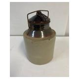 Stoneware pickle jar. Unique lid. NVC