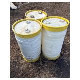 3 white 110 Litre poly barrels