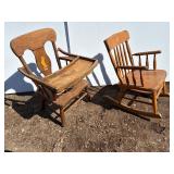 2 wooden children's chair and potty chair