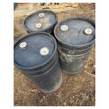 3 black 110 Litre Poly barrels