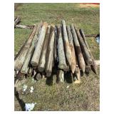 46 Fence Posts. Treated, Sharpened, 7ft, 5'