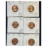 Six 1959 USA Lincoln Memorial Pennies