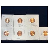 seven 2002 to 2011 USA Lincoln Pennies