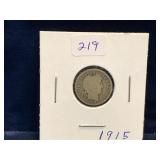 1915 - USA Barber Silver 10 Cent Piece