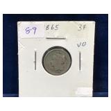 1865 USA Three-Cent Coin