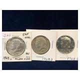 1968D, 68D, 68S - USA Kennedy Nickel Half Dollars