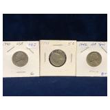 1940, 41, 42 USA Jefferson Nickels