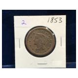 1853 USA Liberty Head Penny