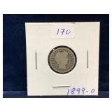 1899 O - USA Barber Silver 10 Cent Piece