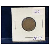 1874 USA Indian Head Penny