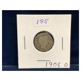 1905 O - USA Barber Silver 10 Cent Piece