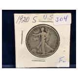 1920 S - USA Liberty Walking Silver 50 Cent Piece